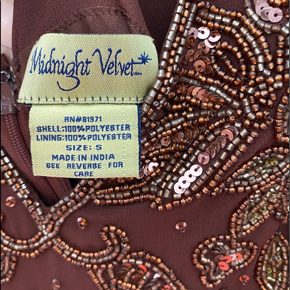 Midnight Velvet Brown Beaded Evening Gown - Picture 7 of 8